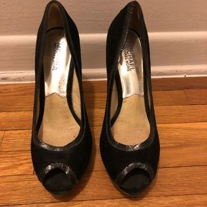 Black Michael Kors open toe heels